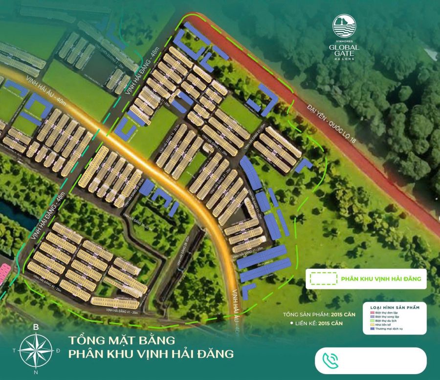 Tổng mặt bằng phân khu Vịnh Hải Đăng.