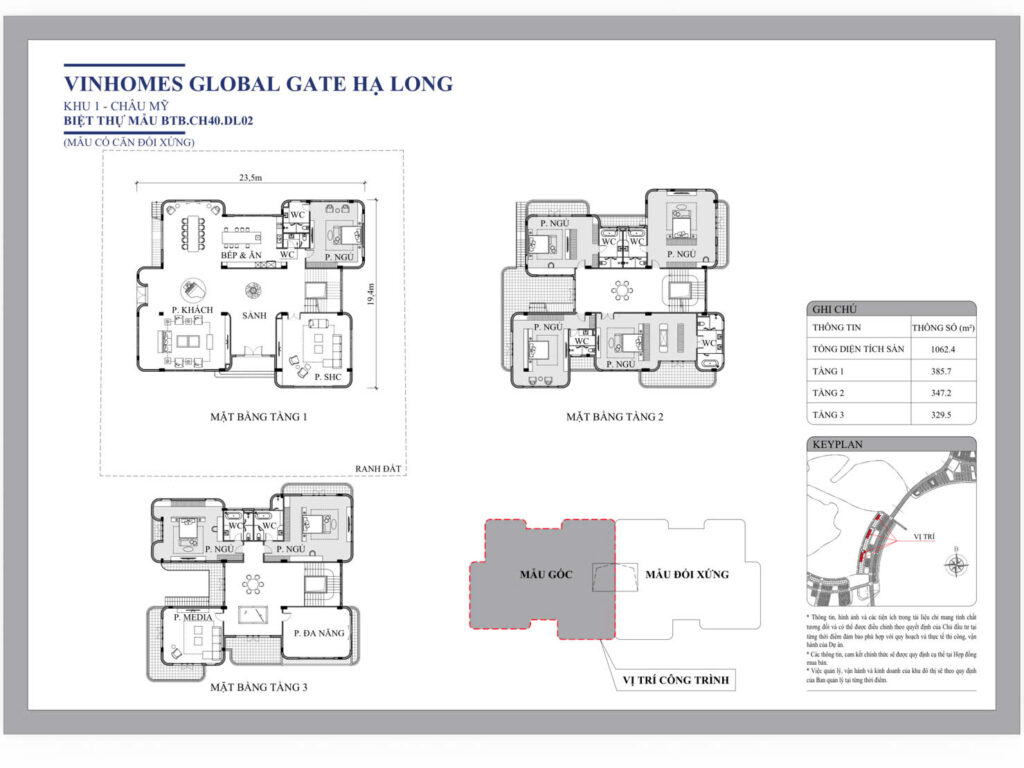 Loại hình sản phẩm: Dinh thự điển hình, diện tích 1.029 m².