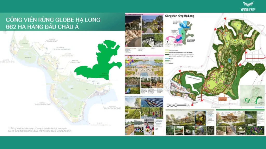 Phân khu công viên rừng rộng 662 ha nằm trọn trong lõi Vinhomes Hạ Long Xanh.
